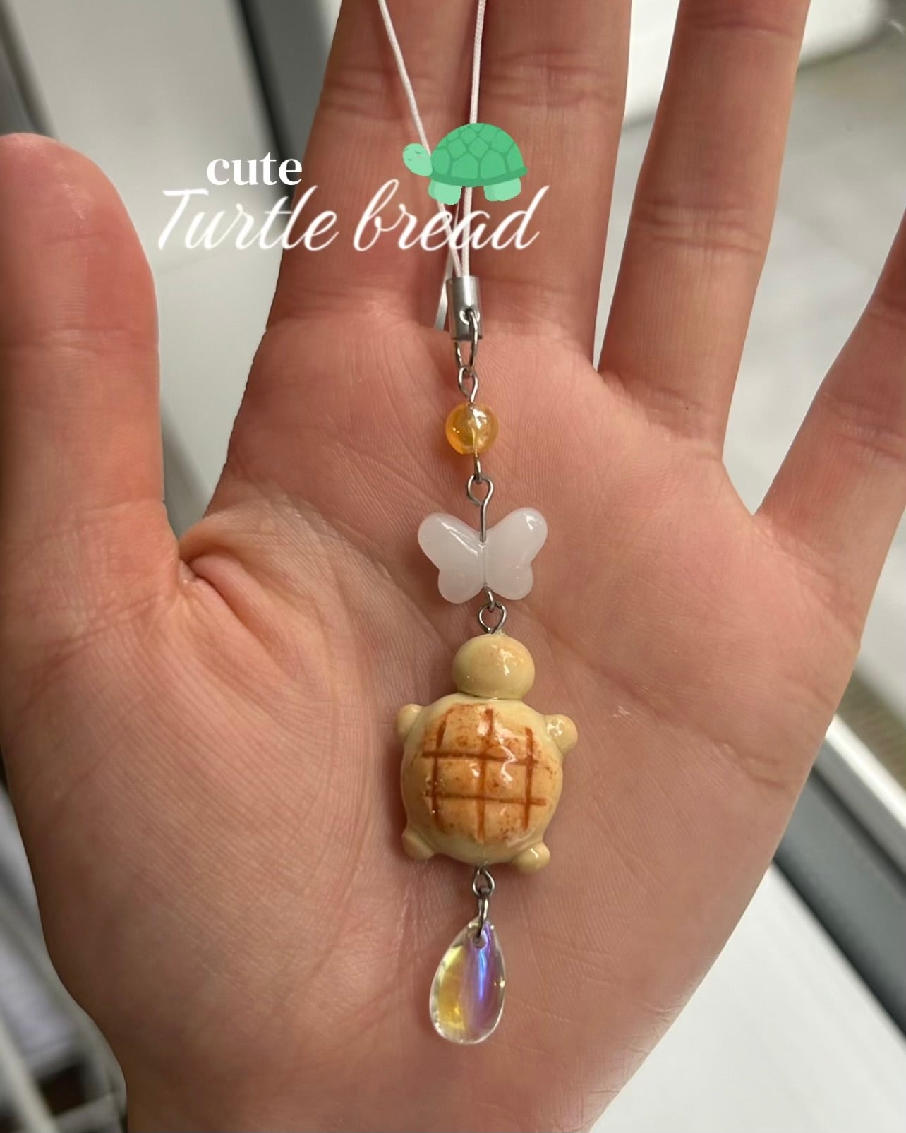 Turtle bread phone charm